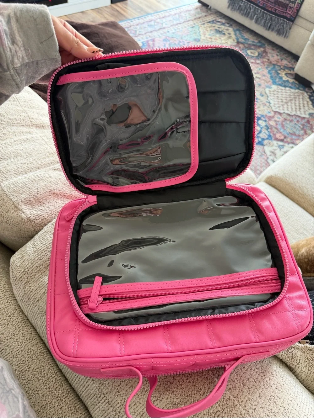 Steve Madden Pink Quilted toiletries/travel bag